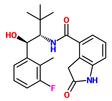 (image for) MC025130 2-Oxo-2,3-dihydro-1H-indole-4-carboxylic acid {1-[(3-fluoro-2-methyl-phenyl)-hydroxy-methyl]-2,2-dimethyl-propyl}-amide